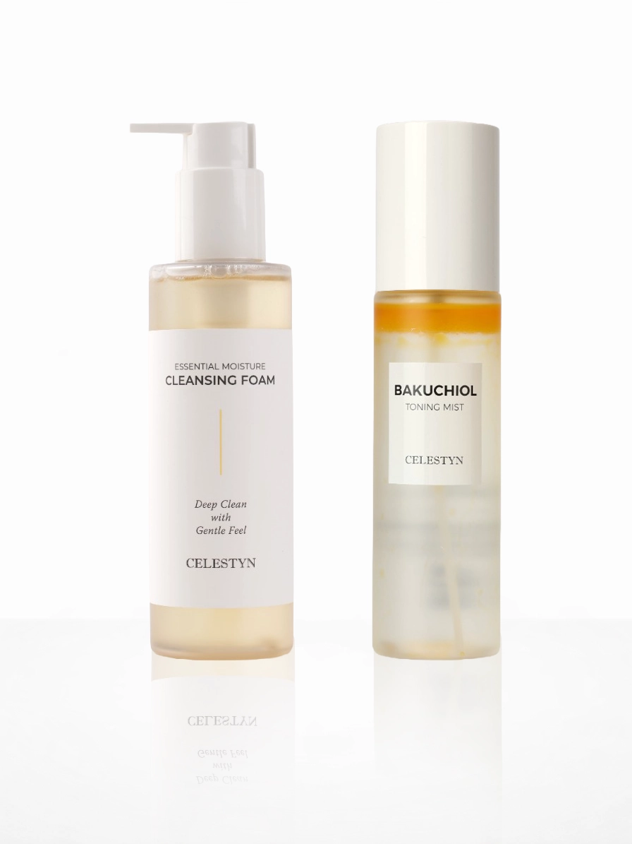 Celestyn Bakuchiol Toning Mist 150 ml + Essential Moisture Cleansing Foam 200 ml